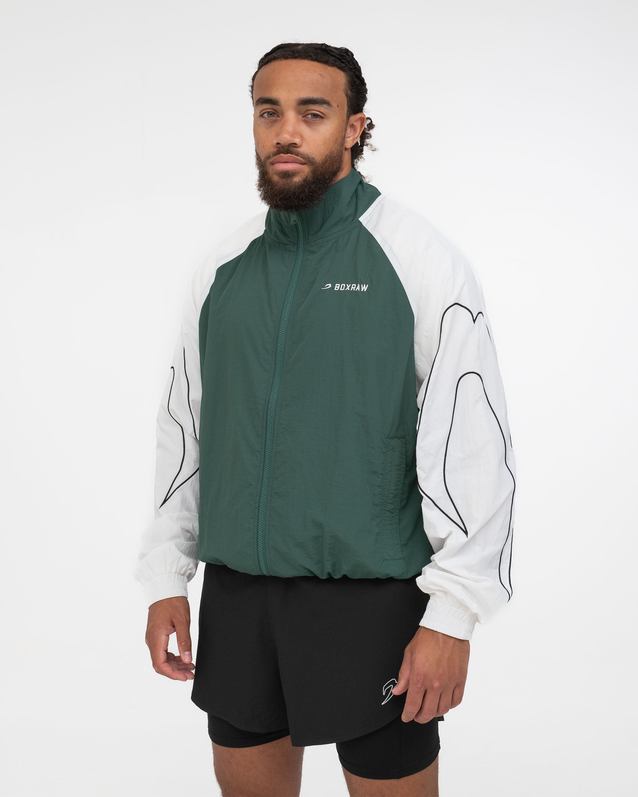 Tunero Track Jacket - Green/White | BOXRAW