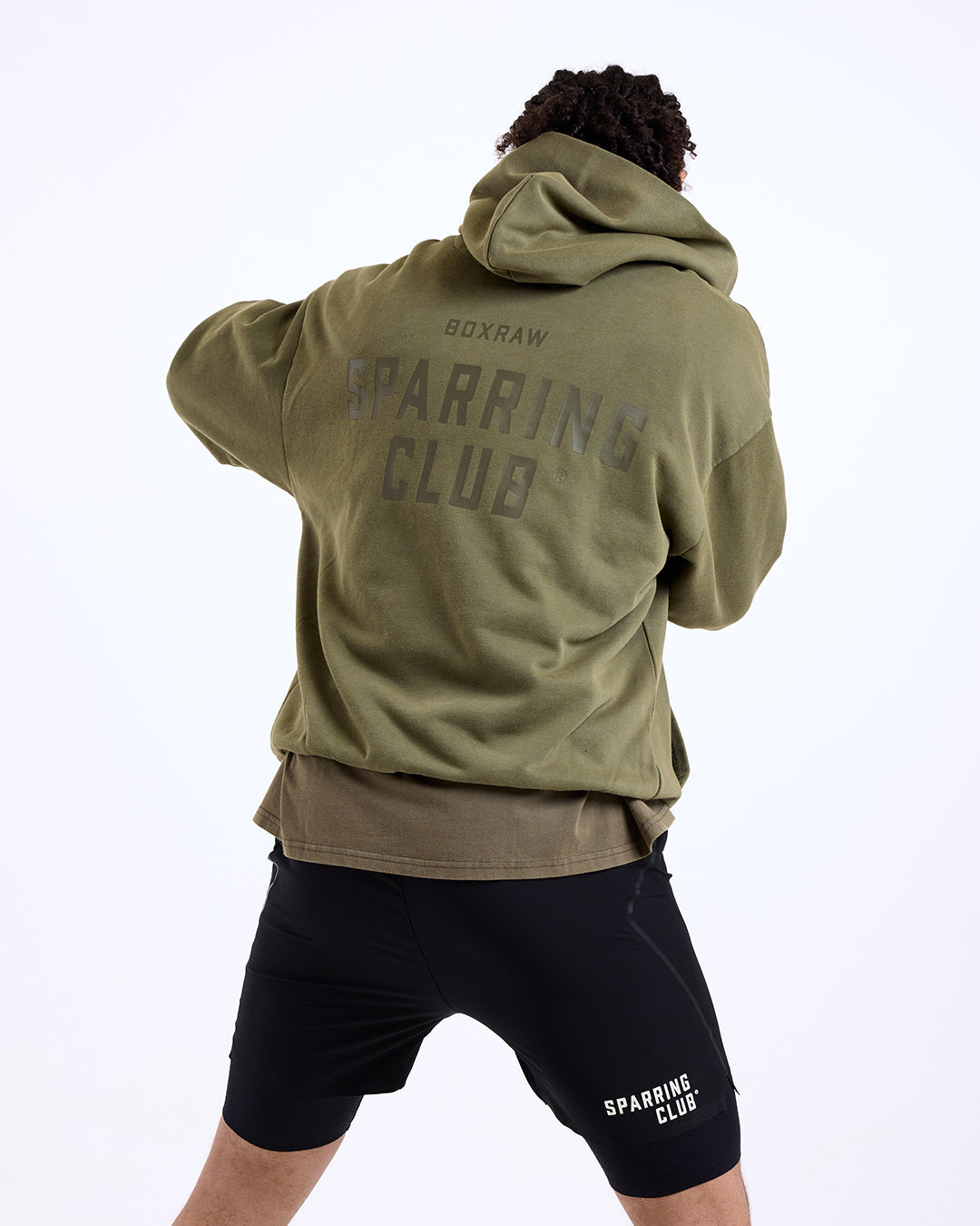 Sparring Club Oversized Hoodie - Washed Olive | BOXRAW