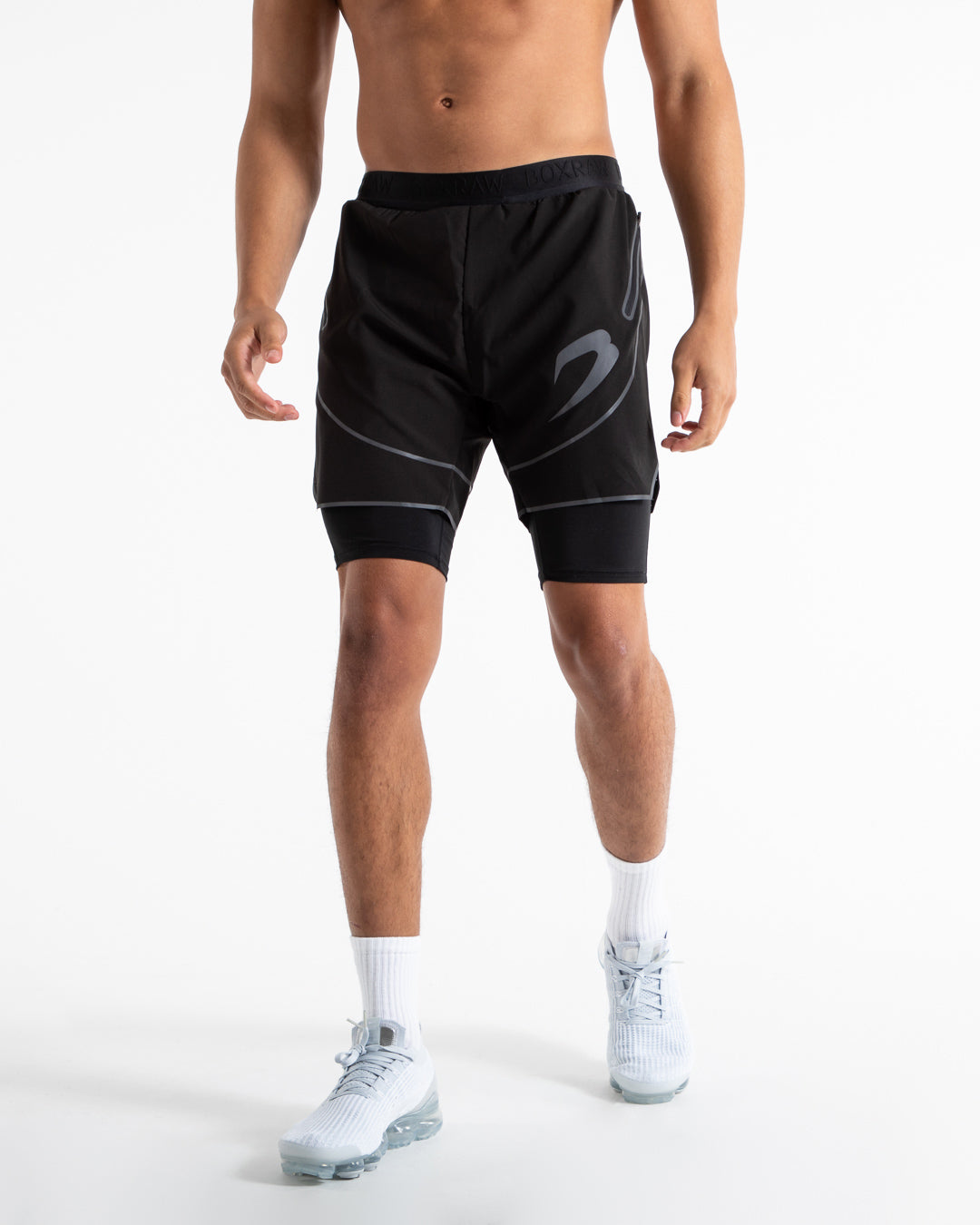 BOXRAW 新品 スパーリングクラブ 2イン1ショーツ Sparring Club 2-in-1 Shorts - Black | BOXRAW