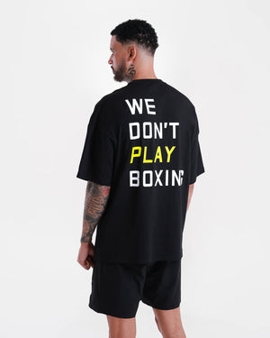 We Don't Play Boxing Oversized T-Shirt - Black/Yellow