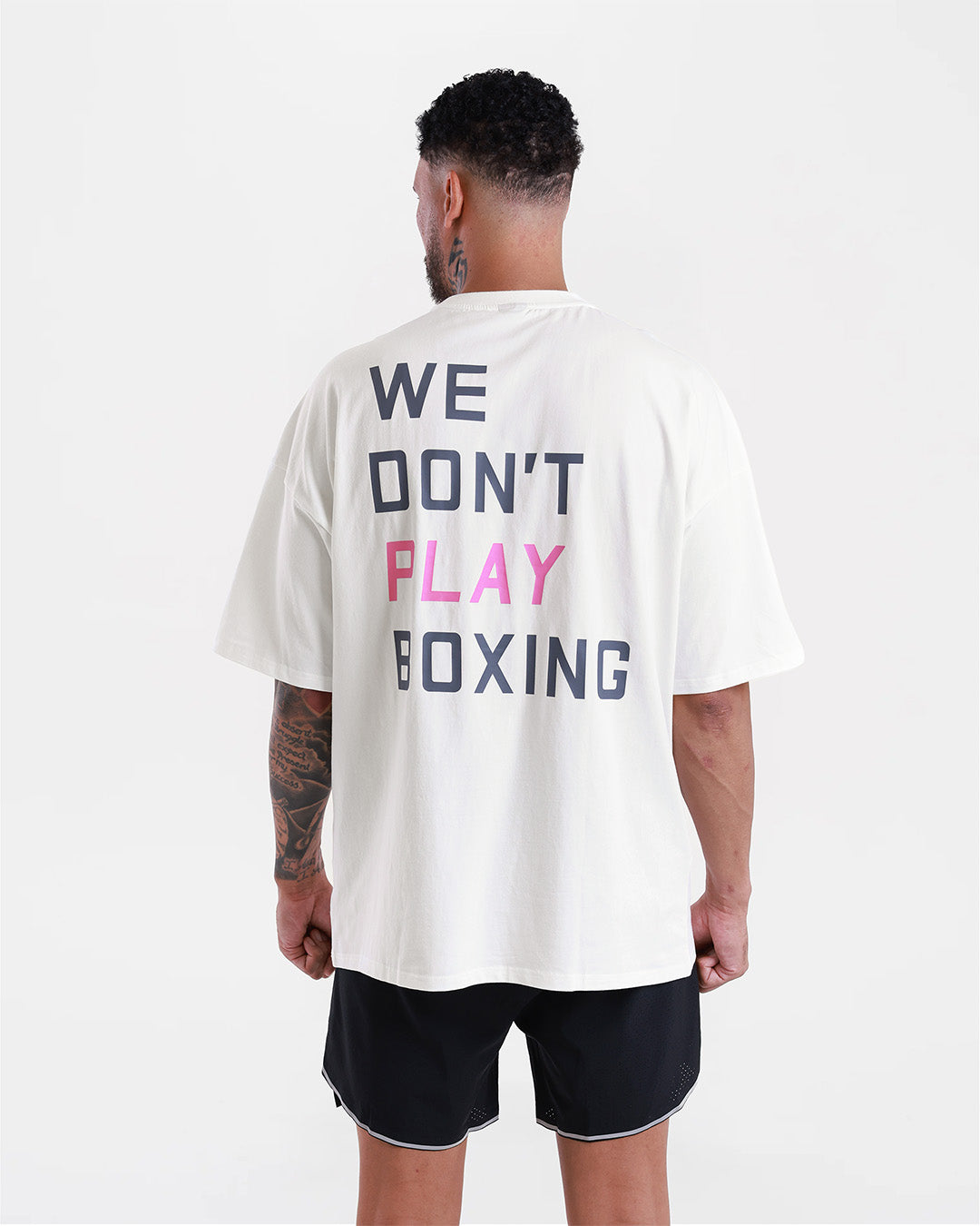 We Don't Play Boxing Oversized T-Shirt - White/Pink