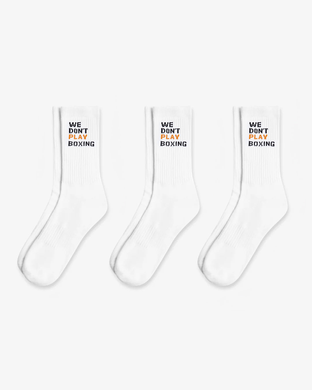 We Don't Play Boxing Crew Socks (3 Pairs) - White