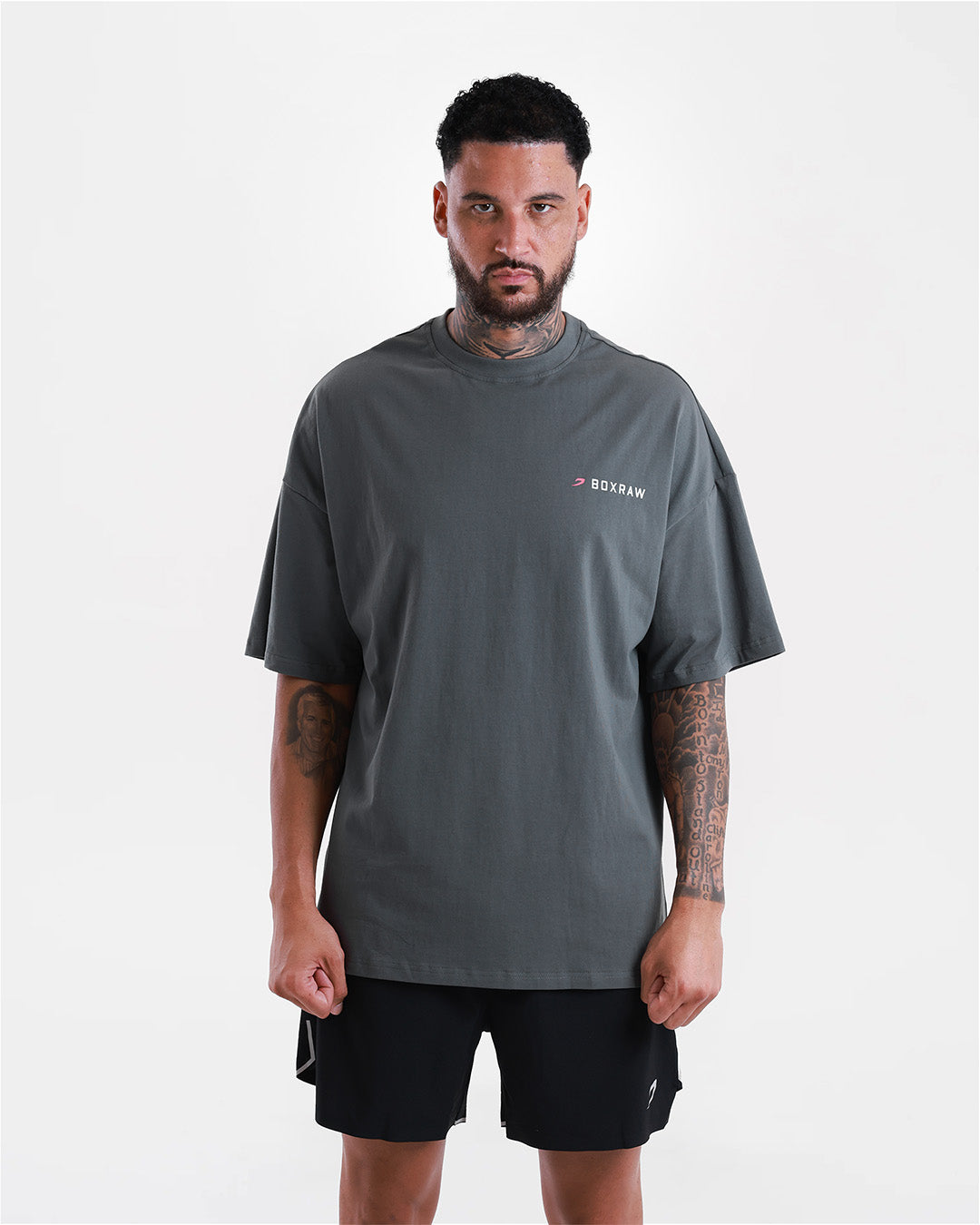 We Don't Play Boxing Oversized T-Shirt - Grey/Pink
