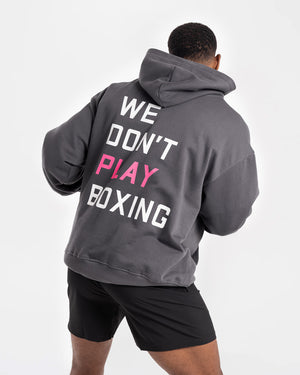 We Don't Play Boxing Oversized Hoodie - Grey/Pink