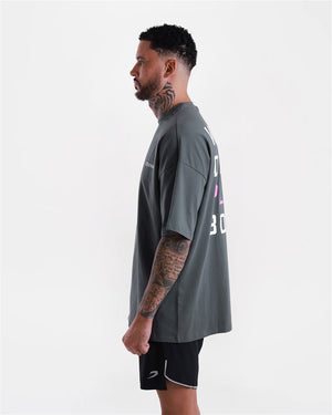 We Don't Play Boxing Oversized T-Shirt - Grey/Pink