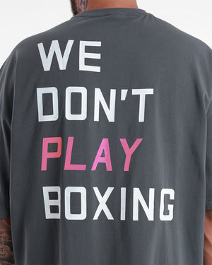 We Don't Play Boxing Oversized T-Shirt - Grey/Pink