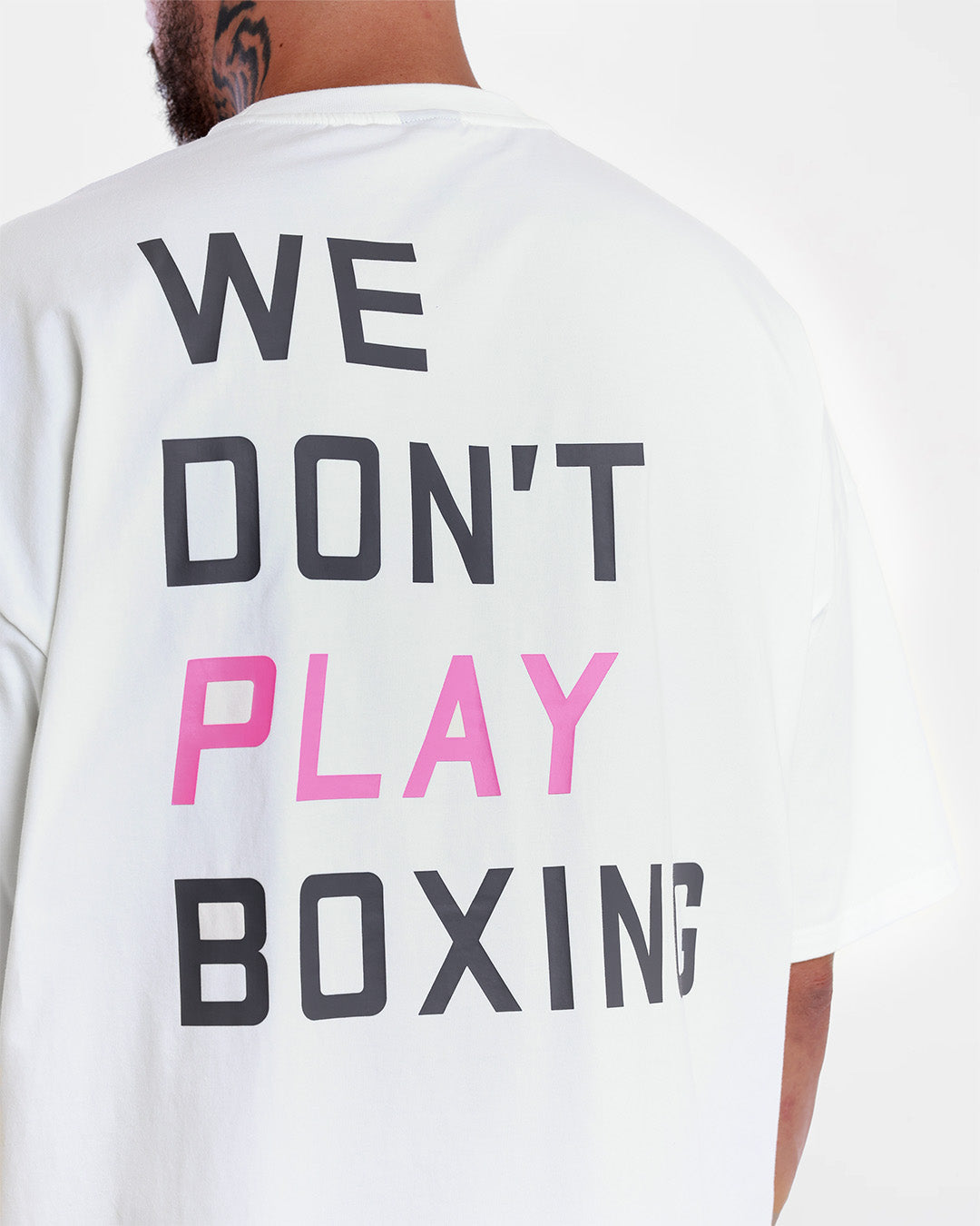 We Don't Play Boxing Oversized T-Shirt - White/Pink
