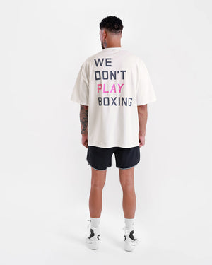 We Don't Play Boxing Oversized T-Shirt - White/Pink