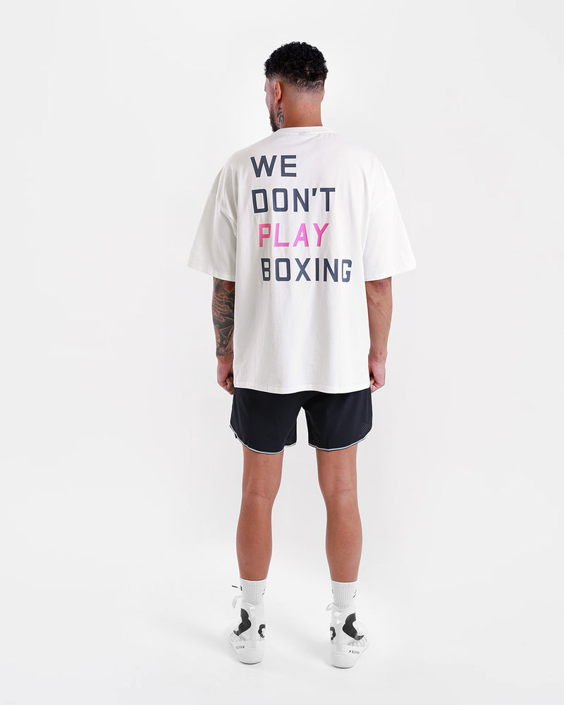 We Don't Play Boxing Oversized T-Shirt - White/Pink