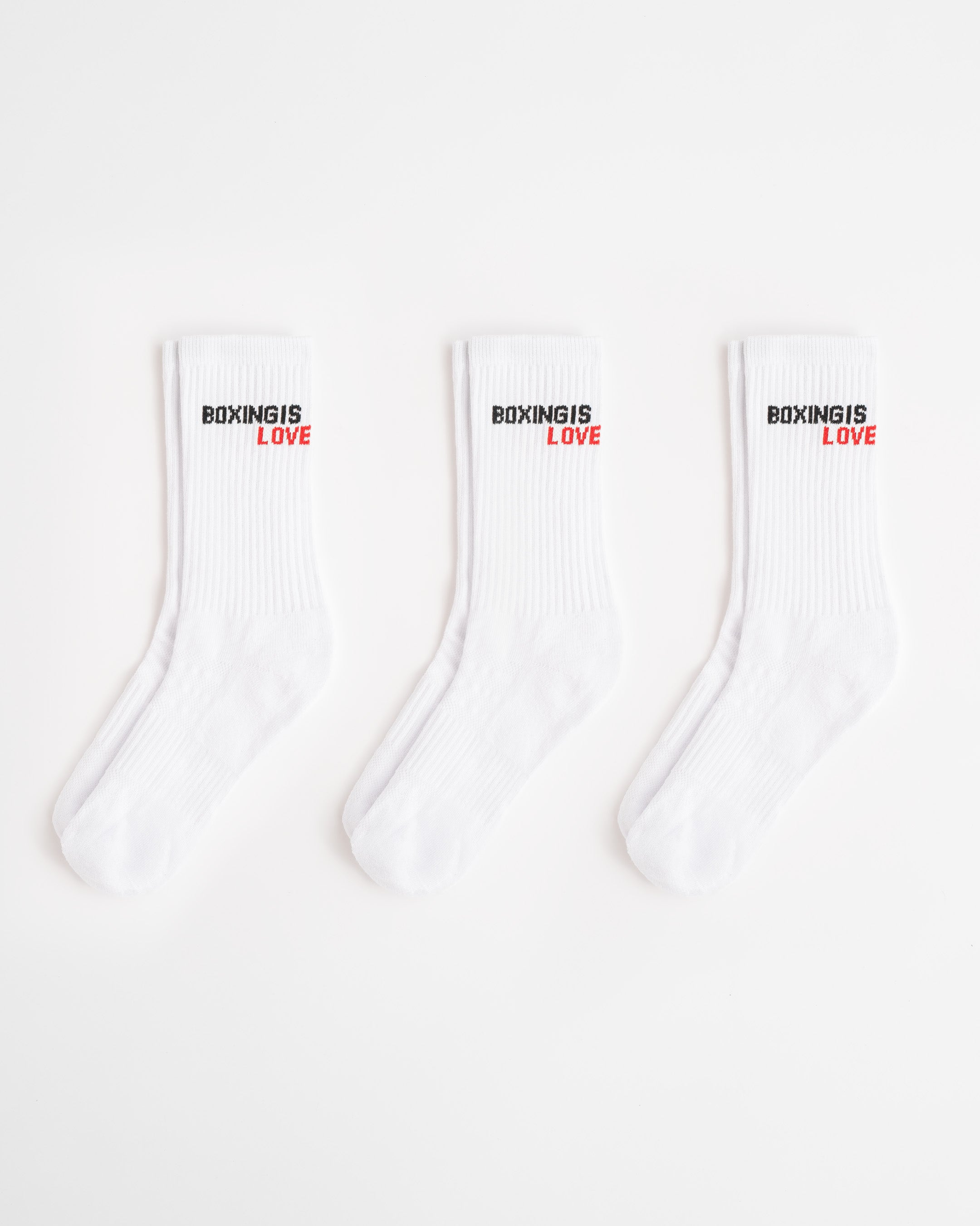 Boxing Is Love Crew Socks (3 Pairs) - White