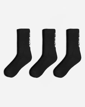 Lineal Crew Socks (3 Pairs) - Black