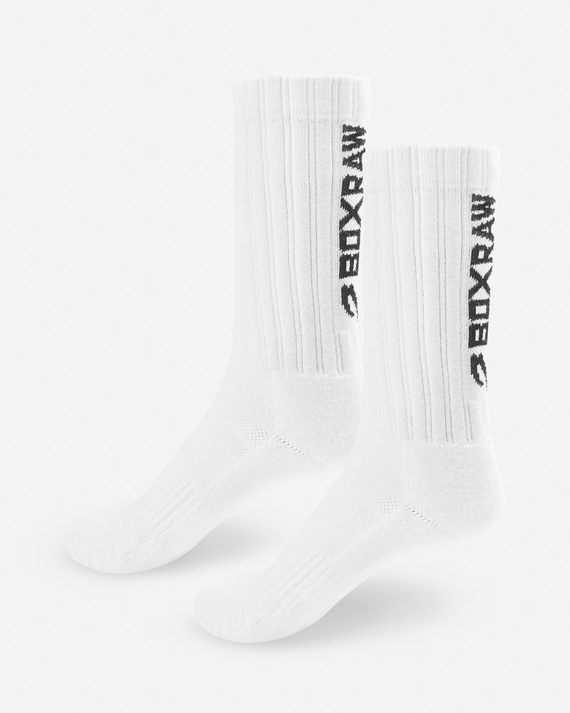 BOXRAW Combined Logo Crew Socks (3 Pairs) - White