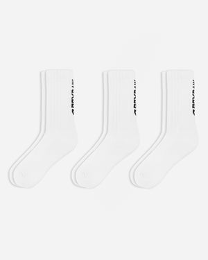 BOXRAW Combined Logo Crew Socks (3 Pairs) - White