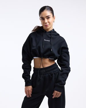 Drawstring bottom crop hoodie online