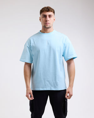 Lineal Oversized T-Shirt - Baby Blue