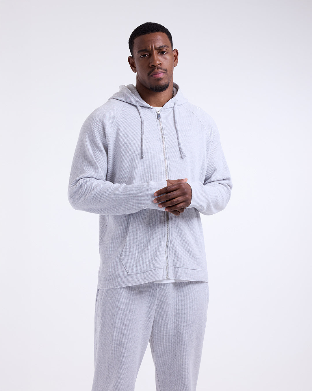 Tunero Waffle Zip Hoodie - Grey