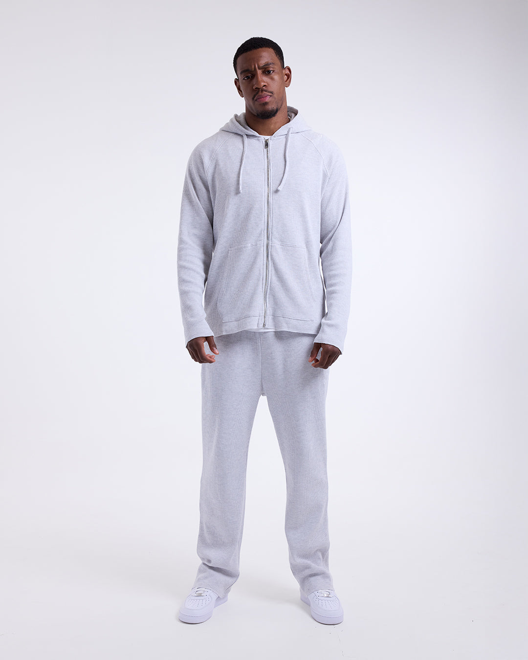 Tunero Waffle Zip Hoodie - Grey