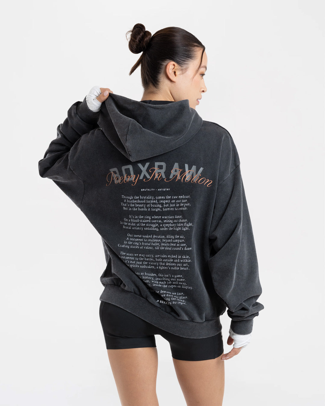 Poetry In Motion Oversized Hoodie - Washed Black
