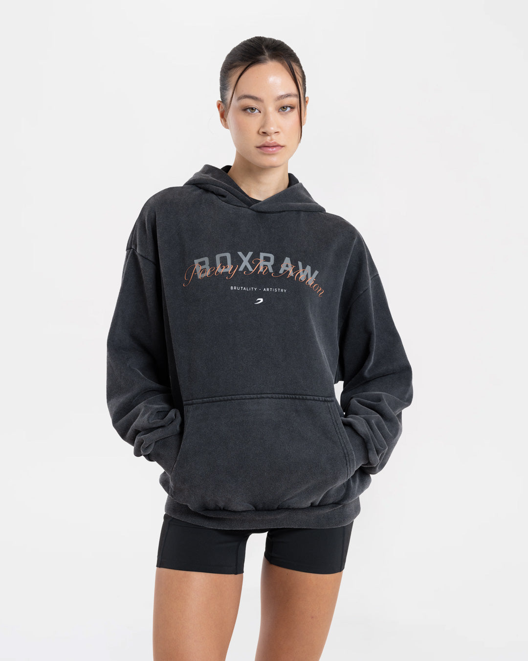 Poetry In Motion Oversized Hoodie - Washed Black