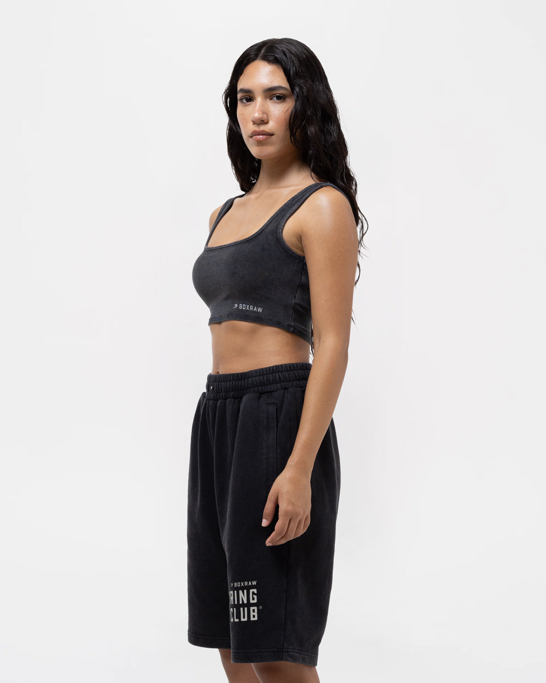 Sparring Club Ribbed Sports Bra - Washed Black