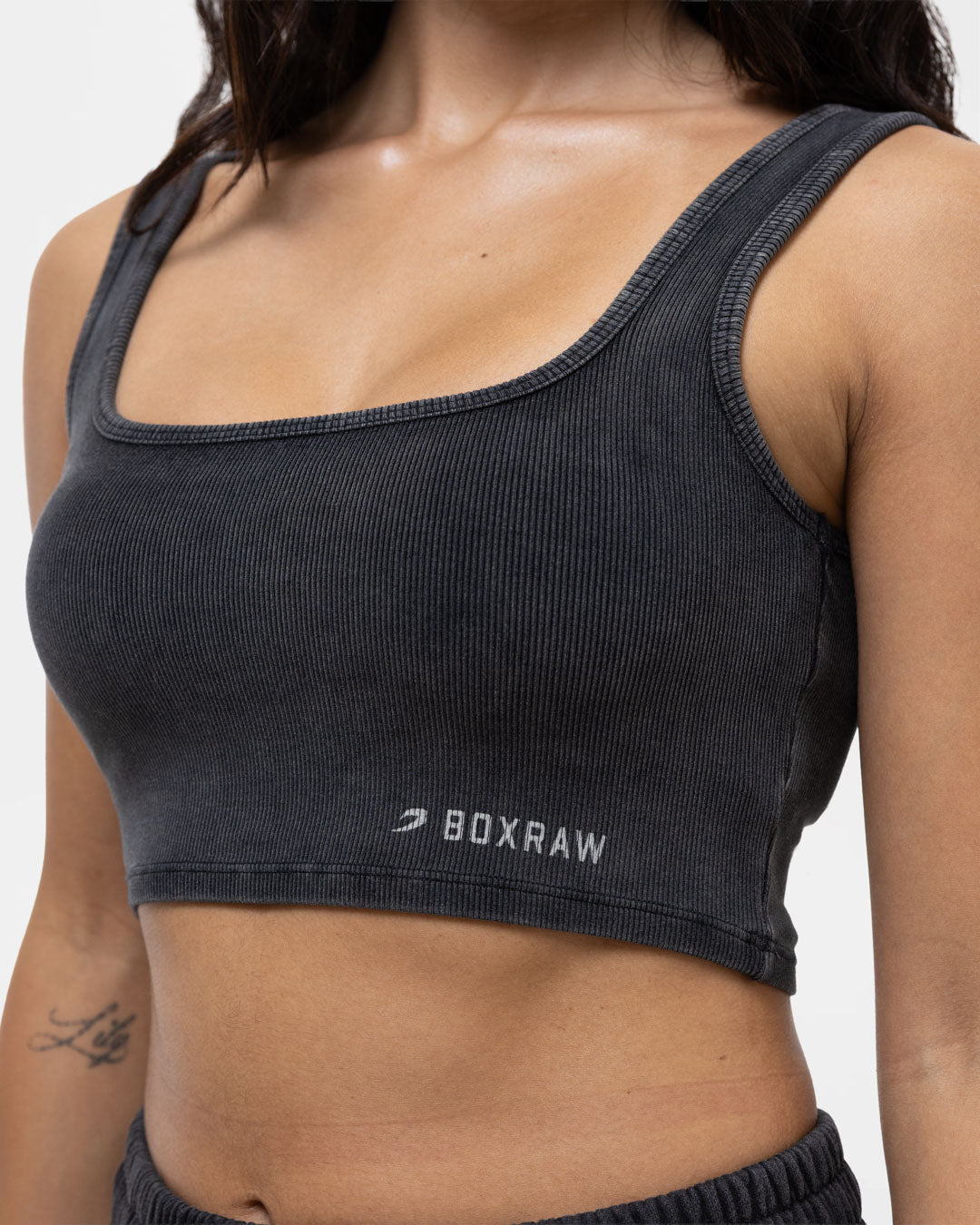 Sparring Club Ribbed Sports Bra - Washed Black