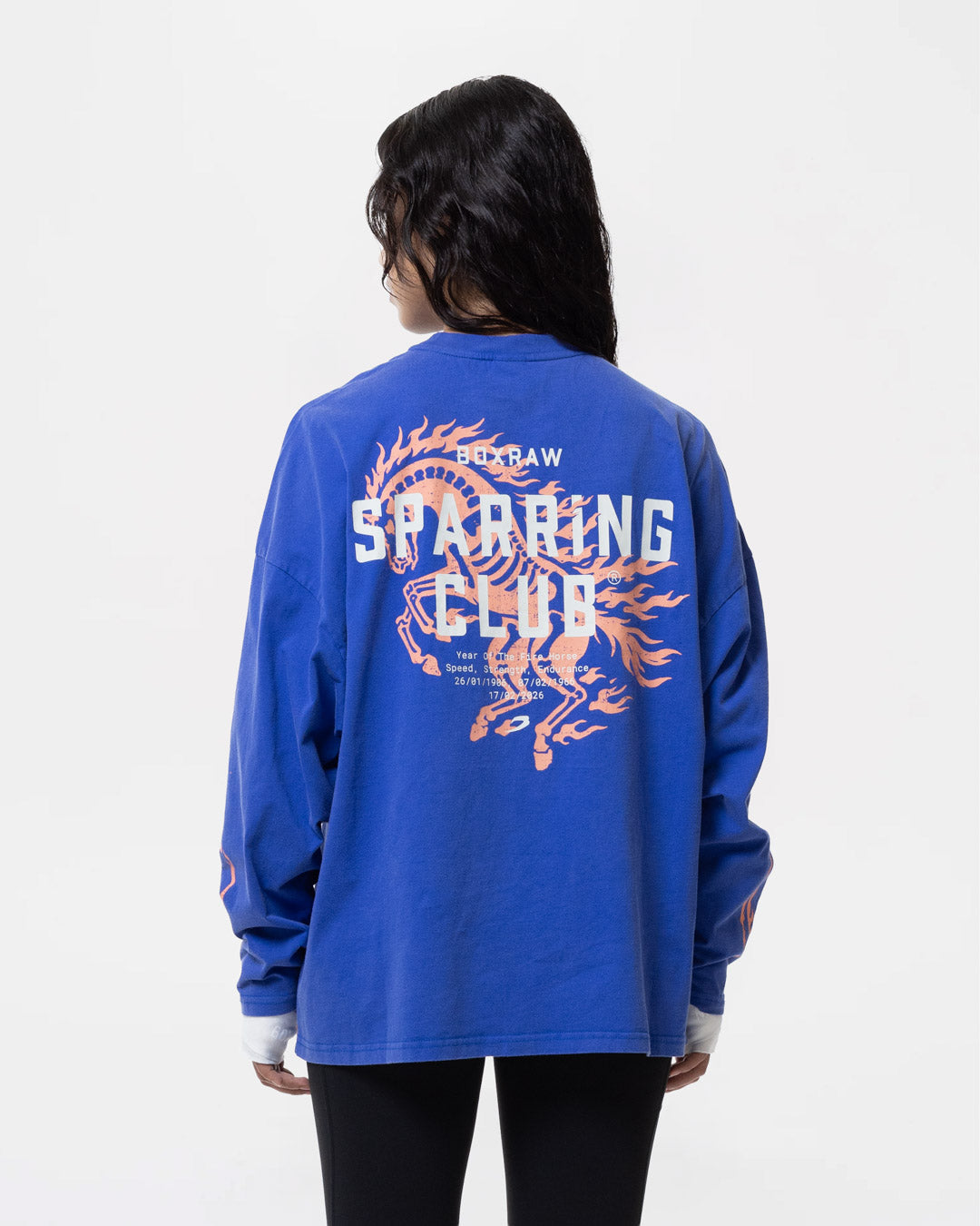 Sparring Club Fire Horse Long Sleeve T-Shirt - Washed Blue