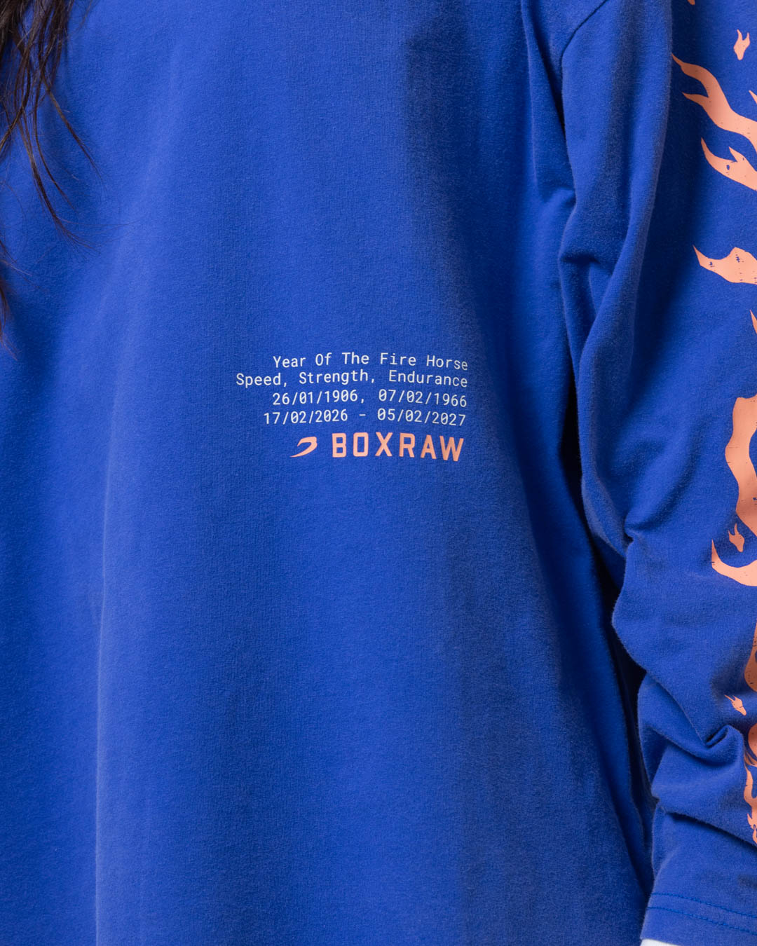 Sparring Club Fire Horse Long Sleeve T-Shirt - Washed Blue