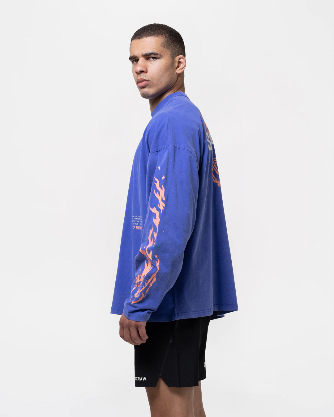 Sparring Club Fire Horse Oversized Long Sleeve T-Shirt - Washed Blue