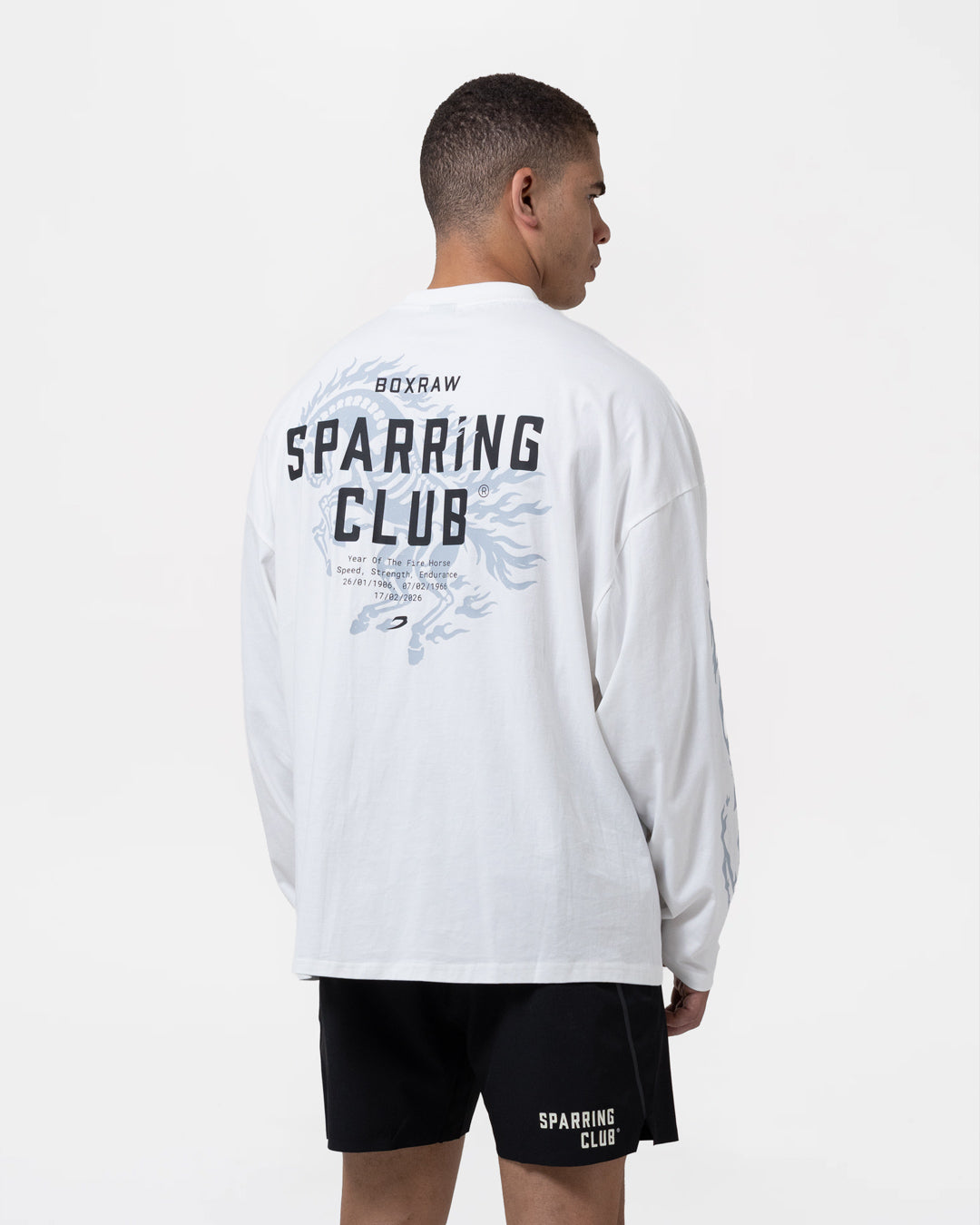 Sparring Club Fire Horse Oversized Long Sleeve T-Shirt - Washed Ivory
