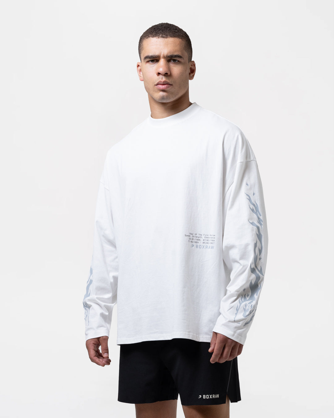Sparring Club Fire Horse Oversized Long Sleeve T-Shirt - Washed Ivory