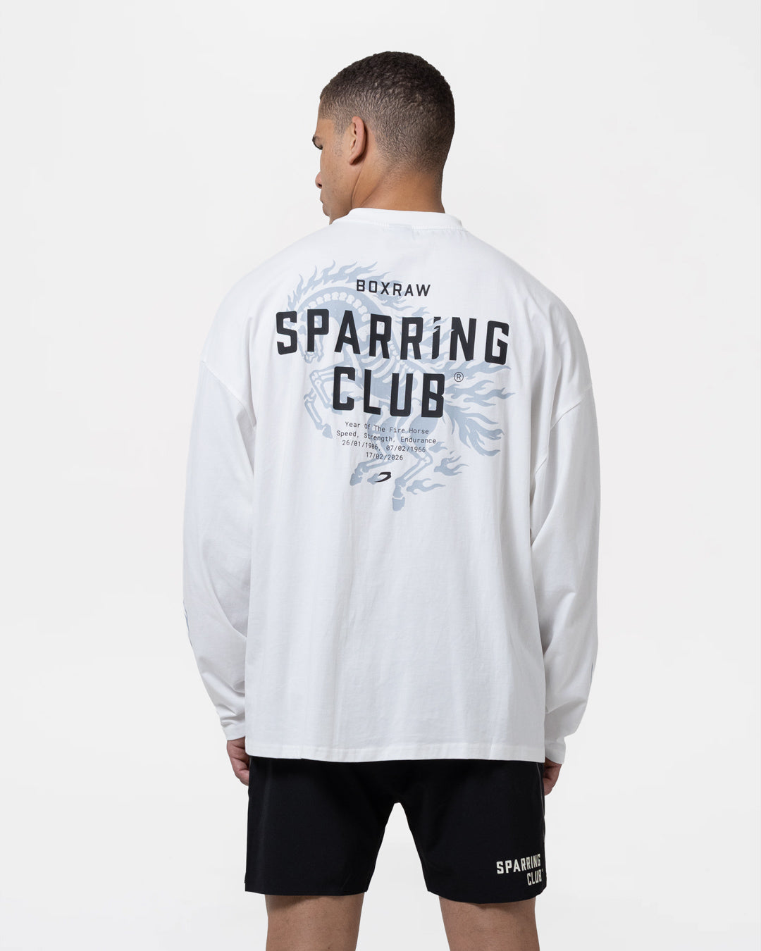 Sparring Club Fire Horse Oversized Long Sleeve T-Shirt - Washed Ivory