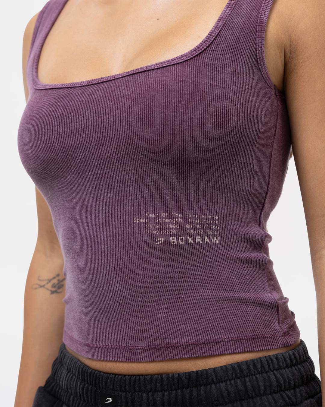 Sparring Club Fire Horse Ribbed Tank - Washed Fig