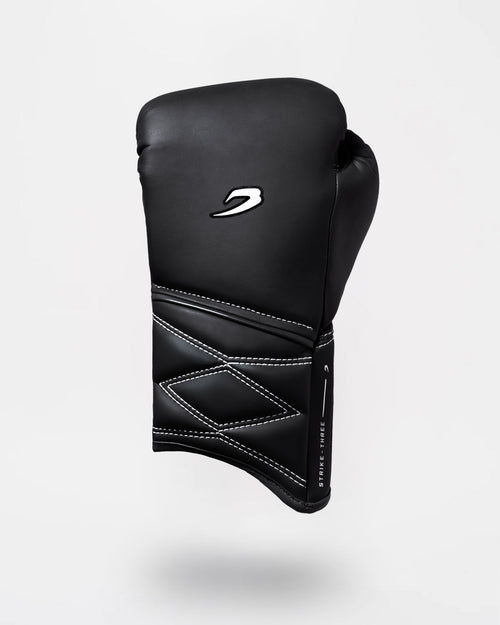 Strike-Three Lace Boxing Gloves - Black/Charcoal