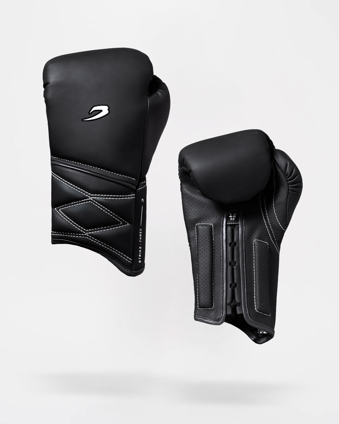 Strike-Three Lace Boxing Gloves - Black/Charcoal