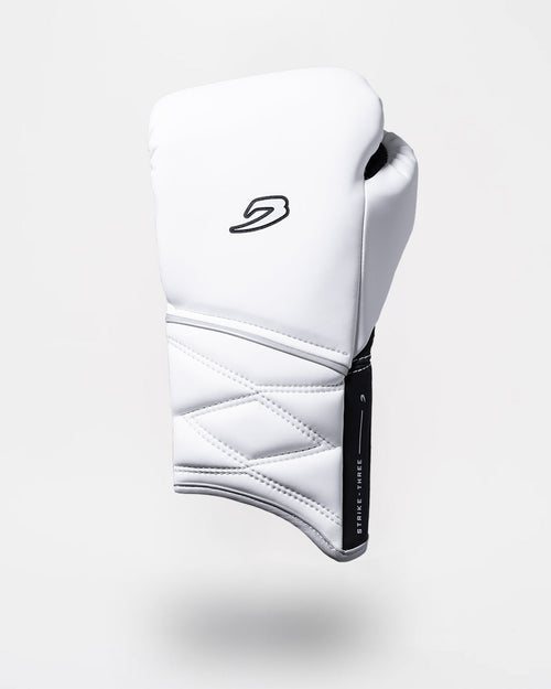 Strike-Three Lace Boxing Gloves - White/Black