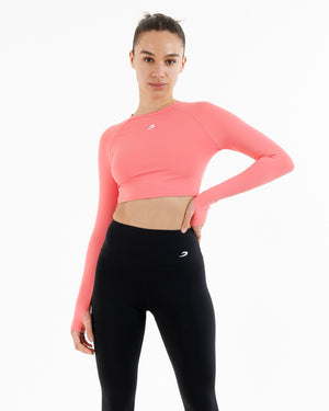 Gymshark Flex Sports Long Sleeve Crop Top Black Charcoal Size M