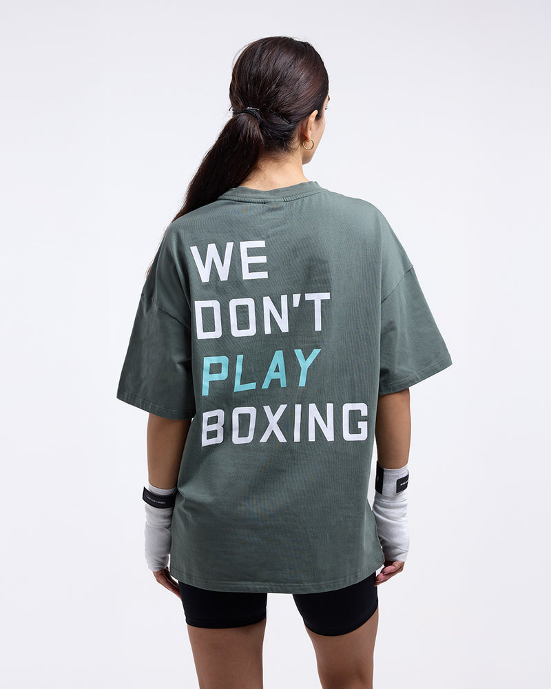 Women's We Don't Play Boxing Oversized T-Shirt Green BOXRAW