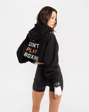 We Don't Play Boxing Cropped Hoodie - Black