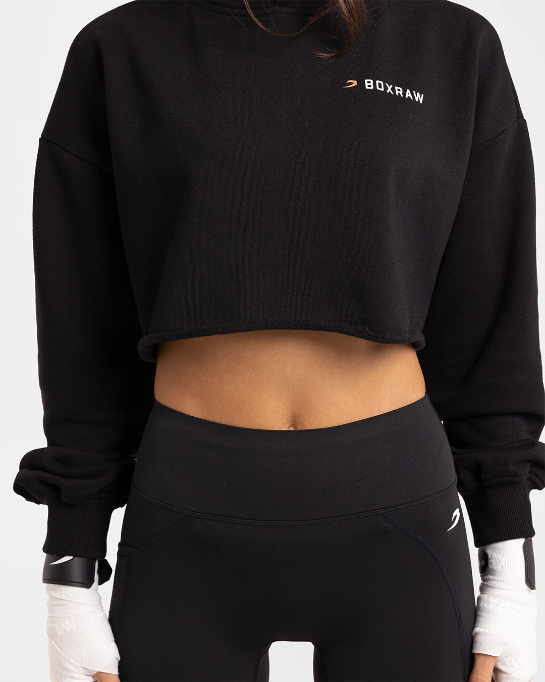 We Don't Play Boxing Cropped Hoodie - Black