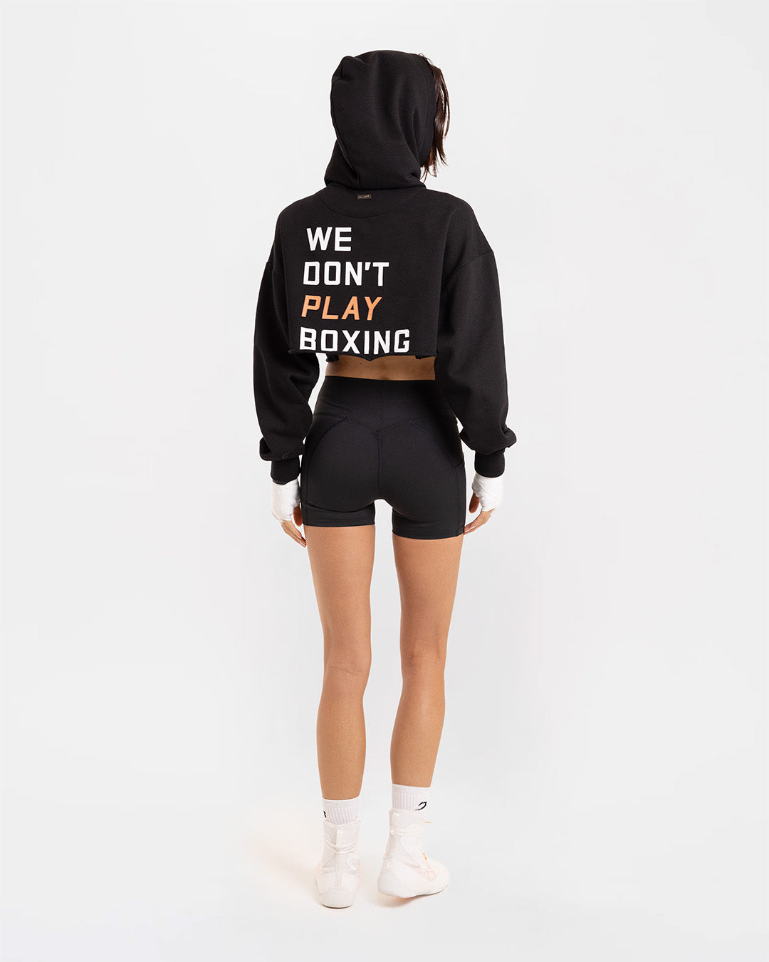 We Don't Play Boxing Cropped Hoodie - Black