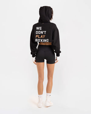 We Don't Play Boxing Cropped Hoodie - Black