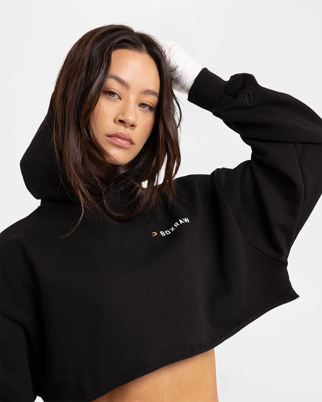 We Don't Play Boxing Cropped Hoodie - Black