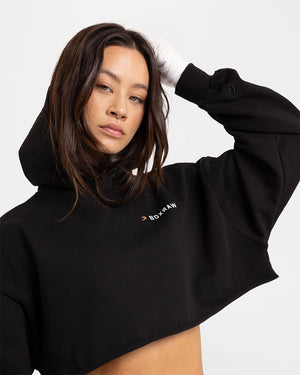 We Don't Play Boxing Cropped Hoodie - Black