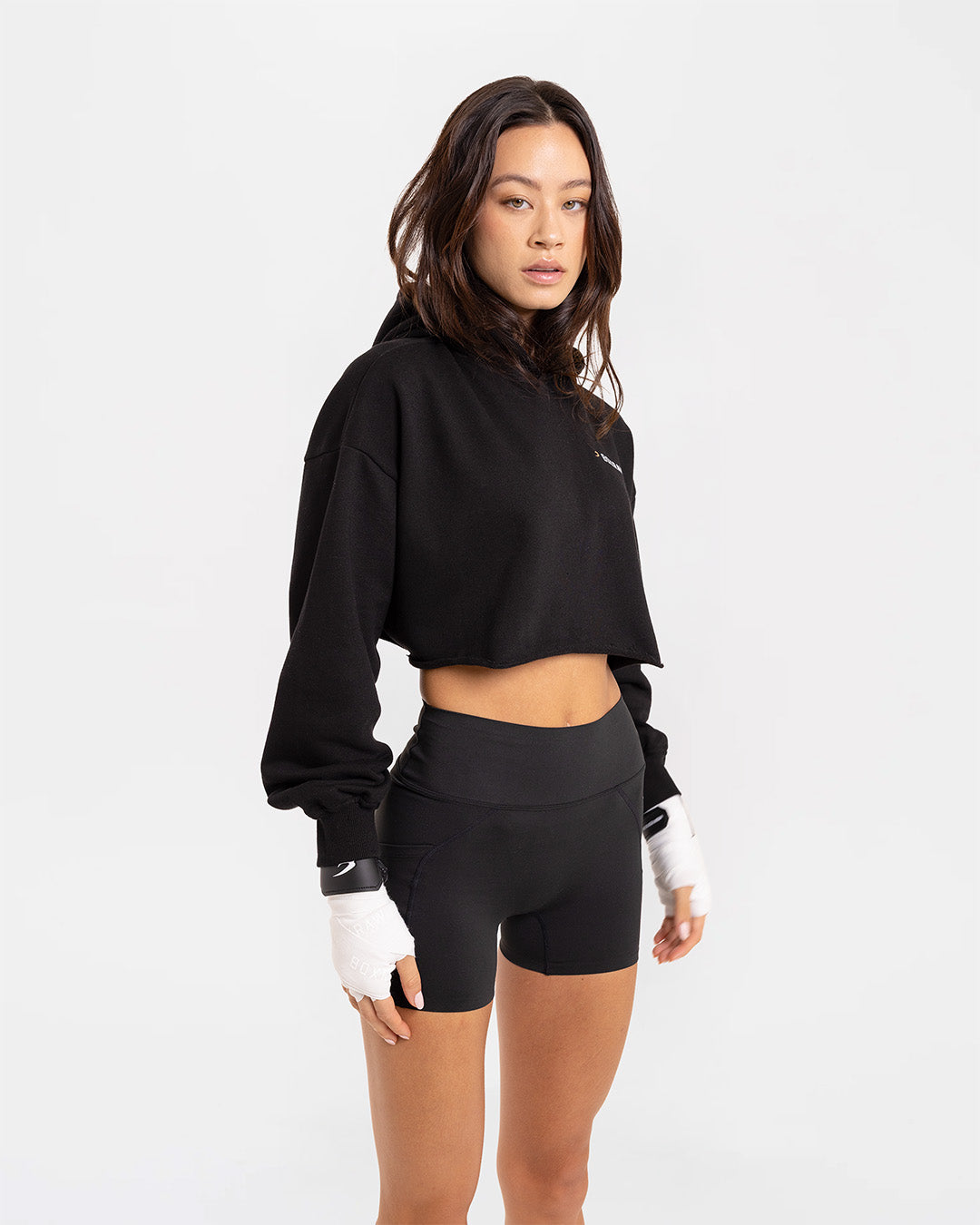 We Don't Play Boxing Cropped Hoodie - Black