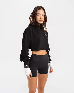 We Don't Play Boxing Cropped Hoodie - Black