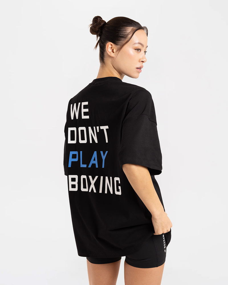 We Don't Play Boxing Oversized T-Shirt - Black/Blue