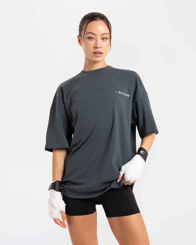 We Don't Play Boxing Oversized T-Shirt - Grey/Pink