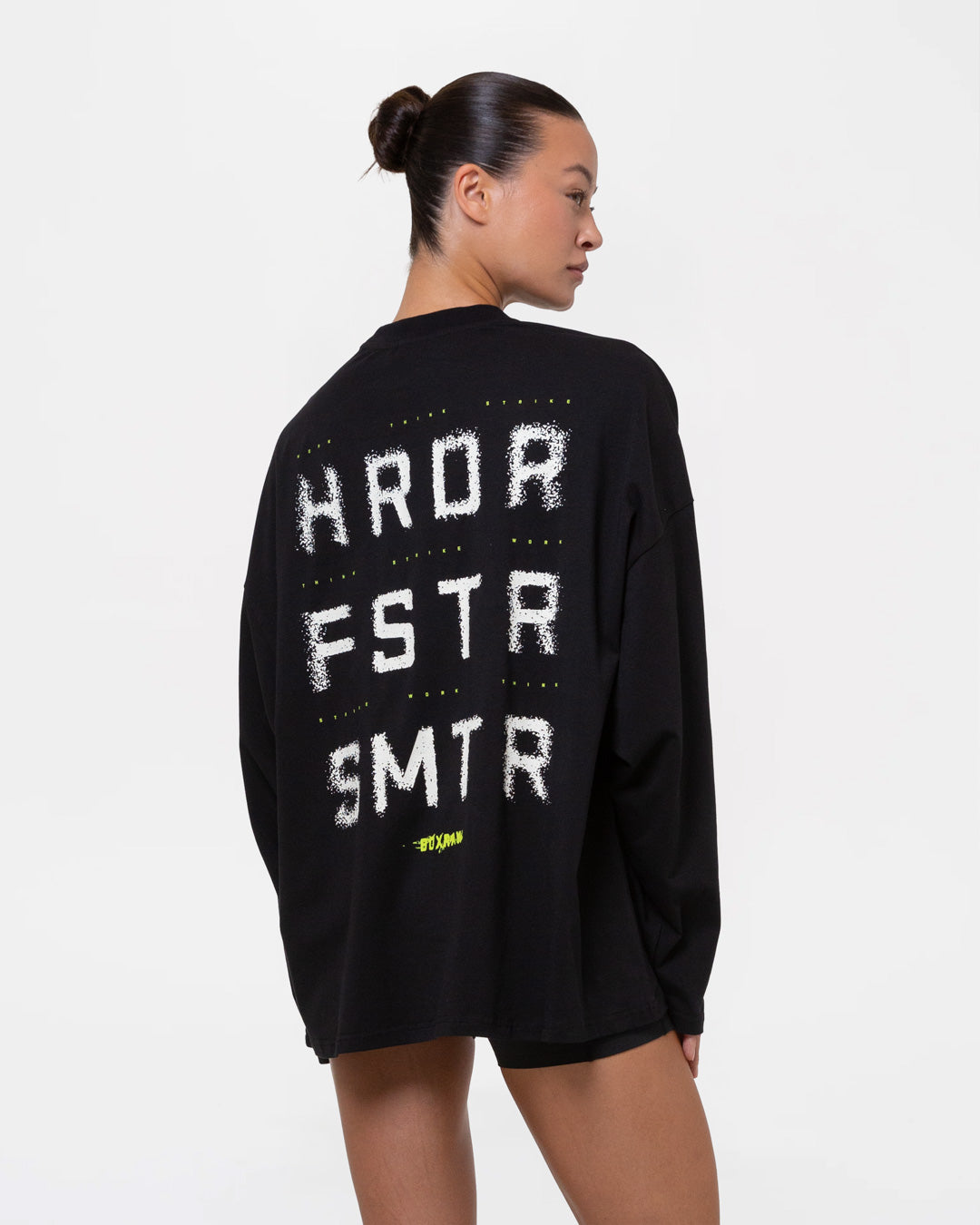 HRDR FSTR SMTR Oversized Long Sleeve T-Shirt - Black