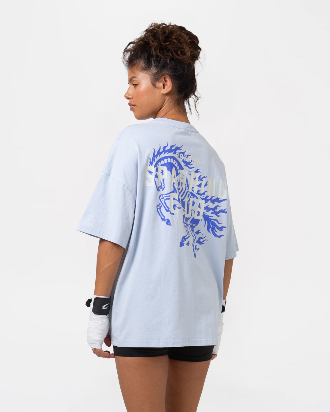 Sparring Club Fire Horse Oversized T-Shirt - Washed Baby Blue