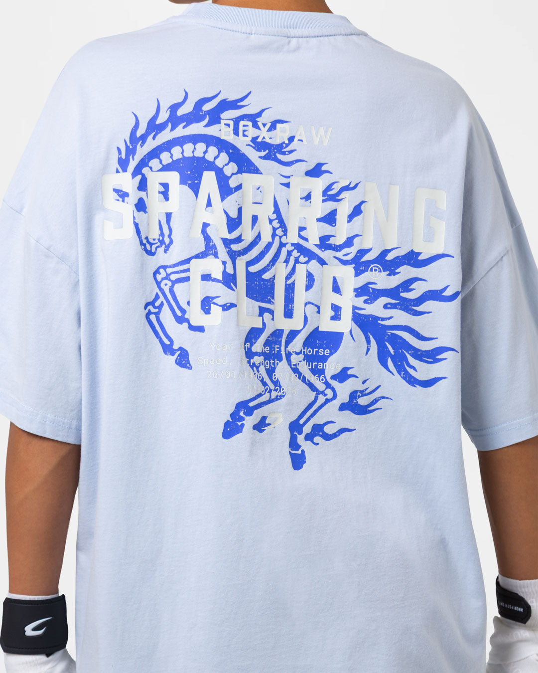 Sparring Club Fire Horse Oversized T-Shirt - Washed Baby Blue